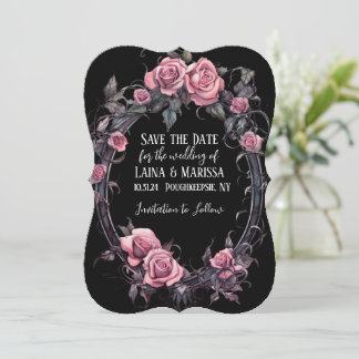Invitation Floral gothique rose Enregistrer la date