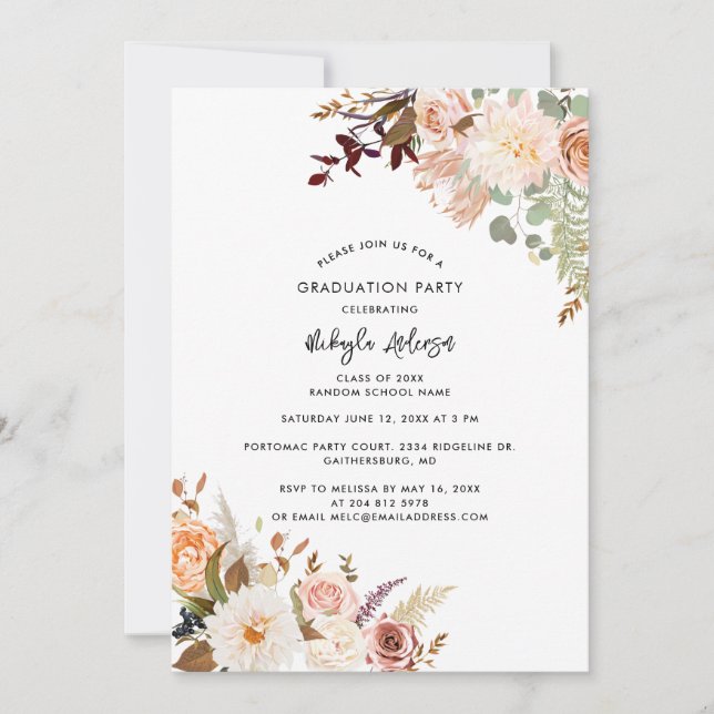 Invitation Floral Graduation 2025 Botanical Grad Party (Devant)