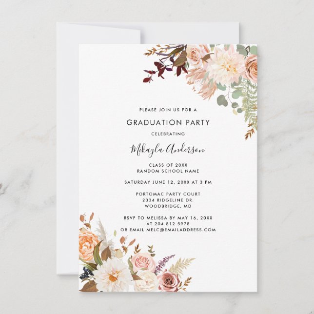 Invitation Floral Graduation 2025 Grad Photo Party (Devant)