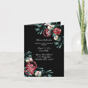 Invitation Floral Green Elegant Chic Script Nom Mariage