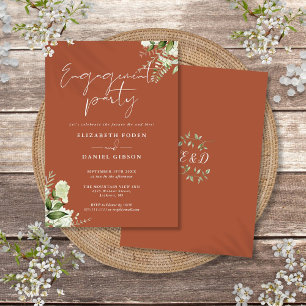 Invitation Floral Green Terracotta Partie d'engagement