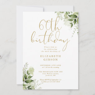 Invitation Floral Greenery 60e fête d'anniversaire