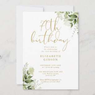 Invitation Floral Greenery 70e fête d'anniversaire