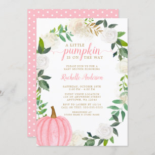 Invitation Floral Greenery Citrouille rose Fall Girl Baby sho