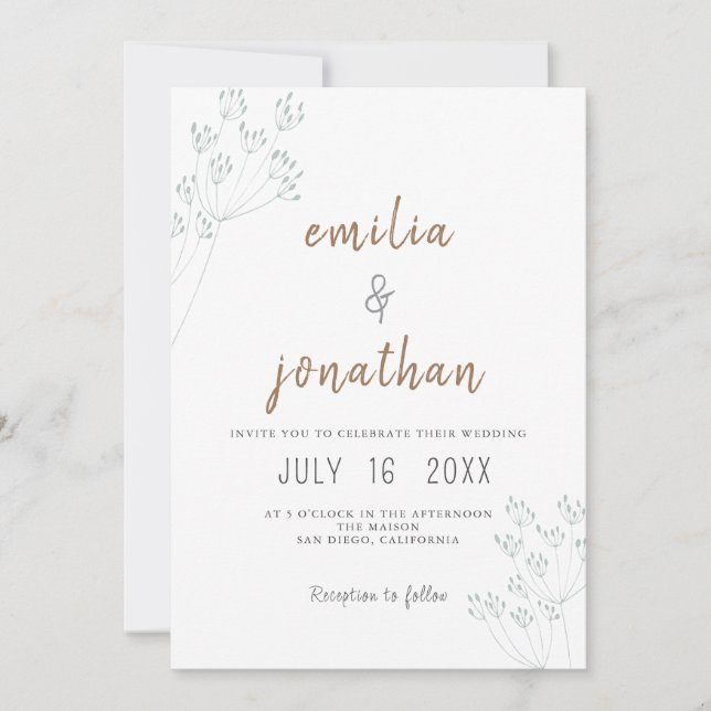 Invitation Floral Greenery Wedding (Devant)