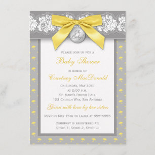 Invitation floral gris IMPRIMÉ de baby shower de