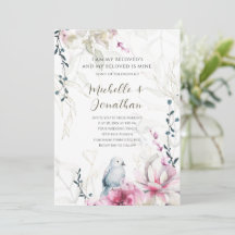 Floral gris rose avec Mariage de la Bible chrétien