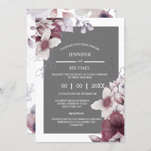 Invitation Floral gris violet fleurs de fleur sauvage botaniq