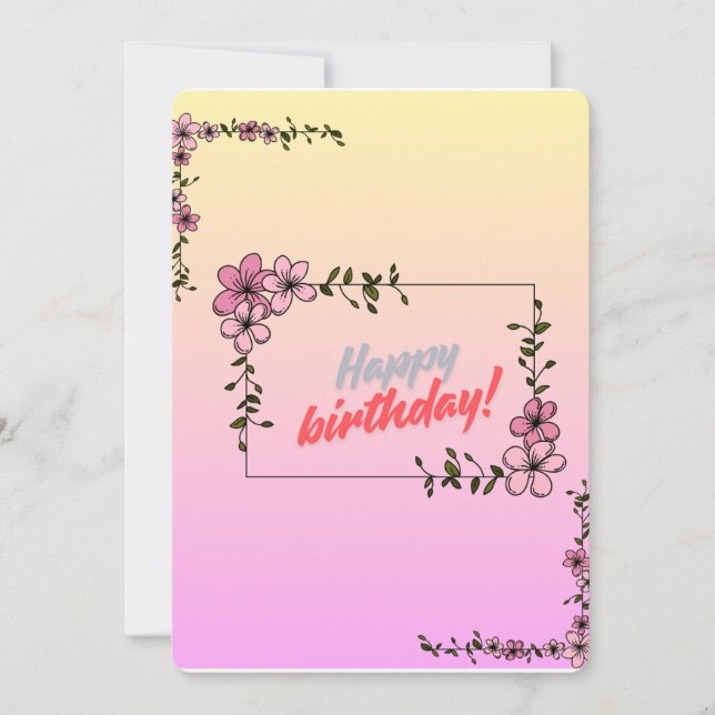 Invitation Floral Happy Birthday Card (Devant)
