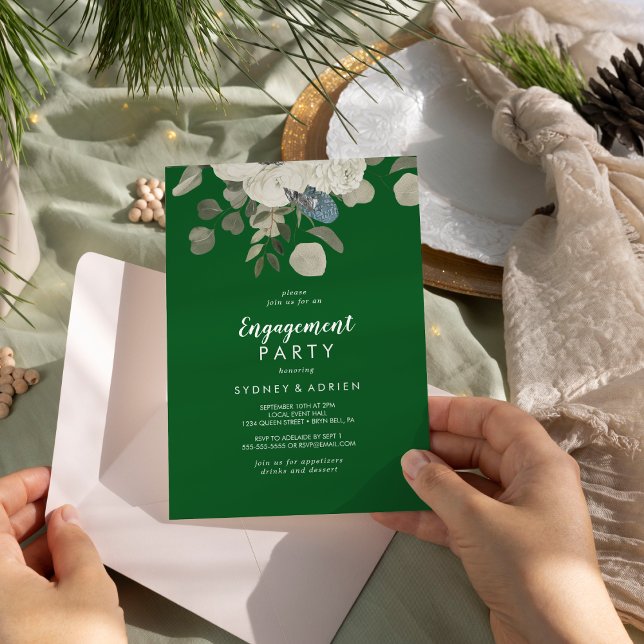Invitation Floral hiver|Green Engagement Party (Créateur téléchargé)