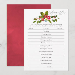 Invitation Floral Holly Fête des mariées de Noël