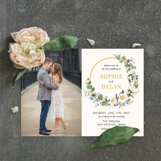 Invitation Floral Hoop Editable Color Photo Mariage