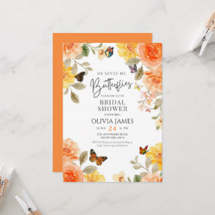 Invitation Floral il me donne des papillons nuptiale douche