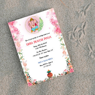 Invitation Floral indien hindou de la maison Griha Pravesh