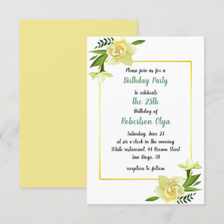 Invitation Floral Jaune Anniversaire