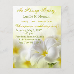 Invitation Floral jaune Funérailles Service commémoratif