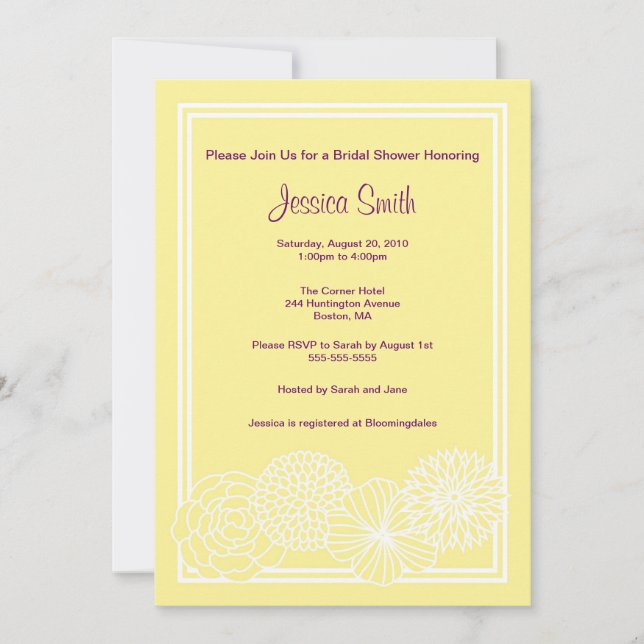 Invitation floral jaune moderne de Fête de la (Devant)