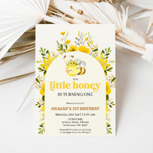 Invitation Floral Jaune Notre Miel Abeille 1er Anniversaire
