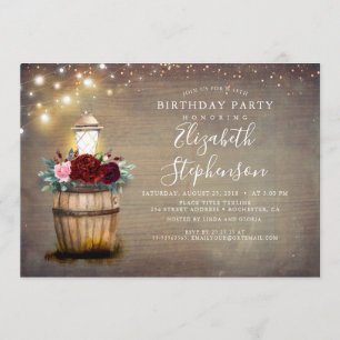 Invitation Floral Lanterne Rustique Pays Automne fête d'anniv