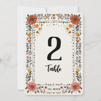 Invitation Floral Letterpress Table Number