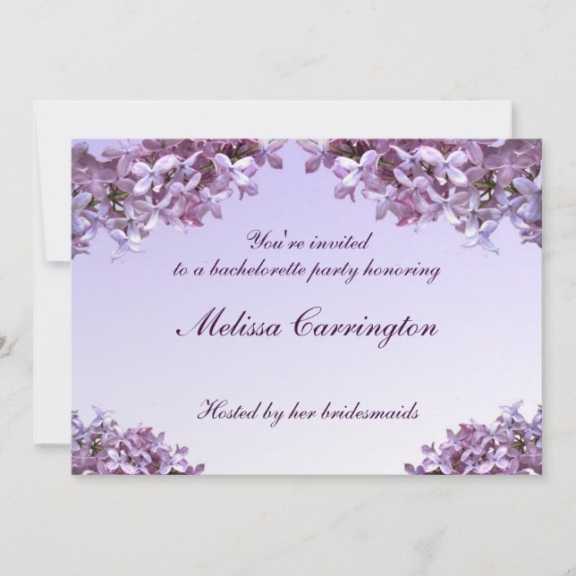 Invitation Floral Lilac Fleurs Bachelorette Party (Devant)