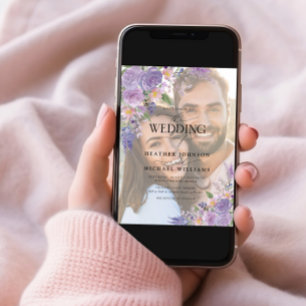 Invitation Floral Lilac Lavender Vellum Overlay Mariage photo