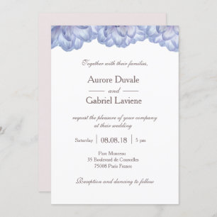 Invitation Floral lilas blanc rousse fleurs pétales mariage