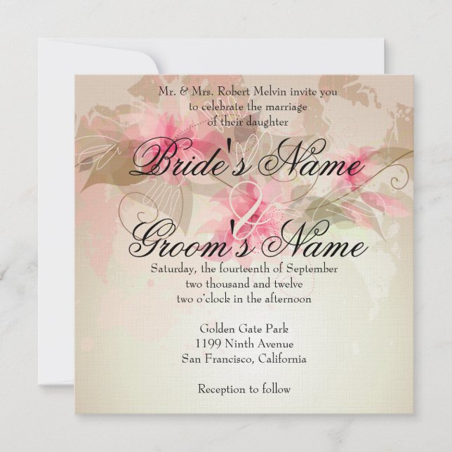 Invitation Floral Lily rose (Devant)
