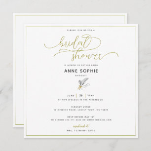 Invitation Floral Lily Valley Gold Calligraphy Fête des marié