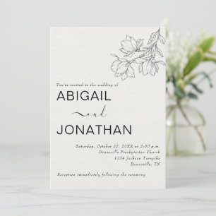 Invitation Floral Line Art minimaliste sur mesure Mariage ivo