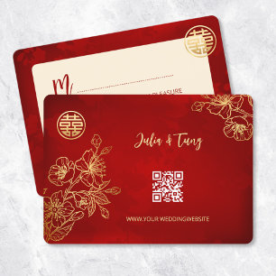 Invitation Floral Line Art RSVP Mariage chinois