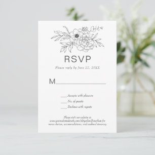 Invitation Floral Line Art Simple sur mesure Classic RSVP