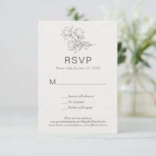 Invitation Floral Line Art Simple sur mesure classique ivoire