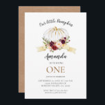 Invitation Floral Little Citrouille fête son anniversaire<br><div class="desc">Floral Little Citrouille est Turning One Birthday Invitation Peut être utilisé pour l'anniversaire de toute invitation d'âge.</div>