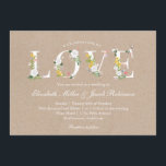 Invitation Floral Love Wedding<br><div class="desc">Kraft Wedding invite présente des illustrations florales.</div>