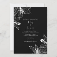 Floral Lys Mariage noir et blanc