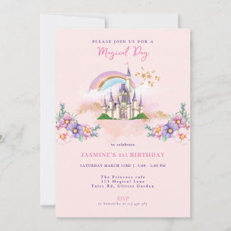 Invitation Floral Magical Princess Castle