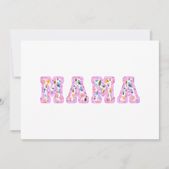 Invitation Floral Mama Retro Maman Boho Mère (Devant)