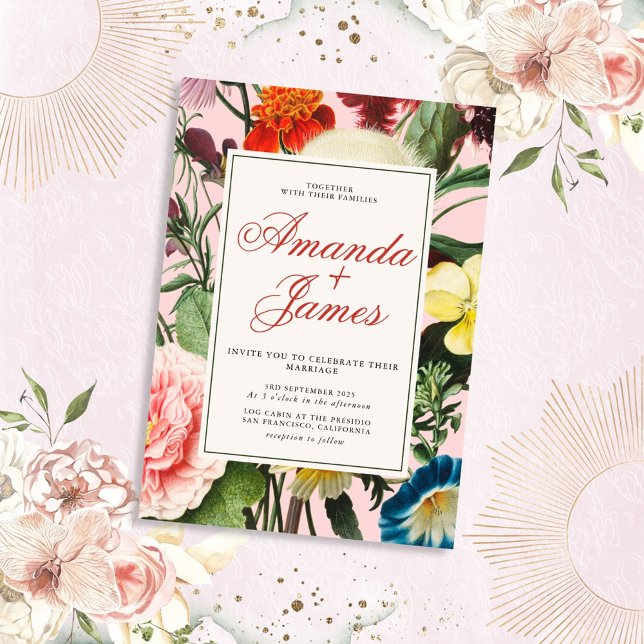 Invitation Floral Mariage esthétique (Créateur téléchargé)