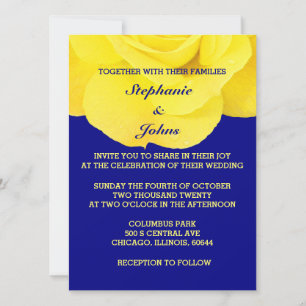 Invitation Floral Mariage Rose Jaune Marine bleu printemps 20