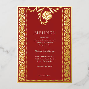 Invitation Floral Marigold Gold Mehndi