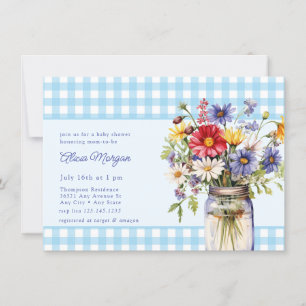 Invitation Floral Mason Jar Baby shower rustique