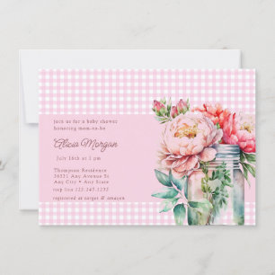 Invitation Floral Mason Jar   Baby shower rustique