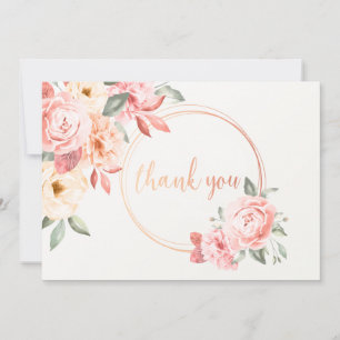 Invitation Floral Merci en rose