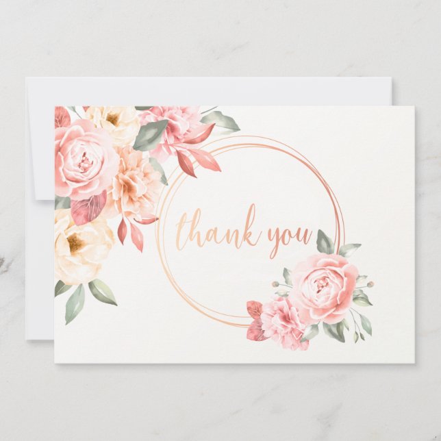 Invitation Floral Merci en rose (Devant)