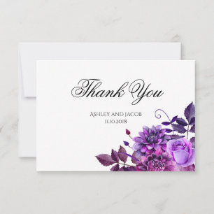 Invitation Floral merci. Mariage de fleurs violettes