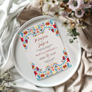 Invitation Floral mexicain coloré élégant Mariage Boda