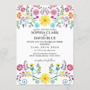 Invitation Floral mexicain Mariage Fiesta