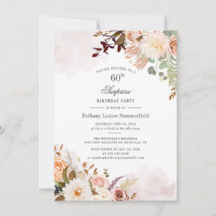 Invitation Floral moderne 60e Anniversaire Botanique Aquarell