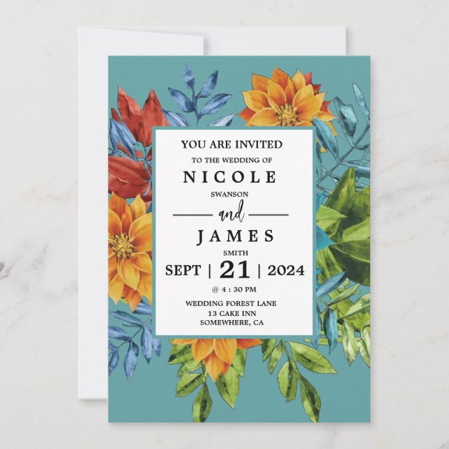 Invitation Floral moderne coloré (Devant)